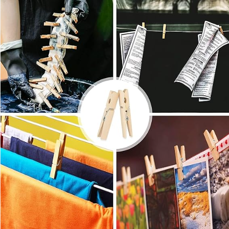 20 Pcs Wooden Clothespins – Strong Grip Laundry Pegs for Clothes