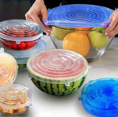 Pack Of 6 Silicone Reuseable Stretch Lids Cover