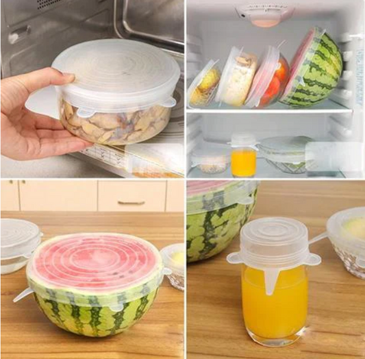 Pack Of 6 Silicone Reuseable Stretch Lids Cover