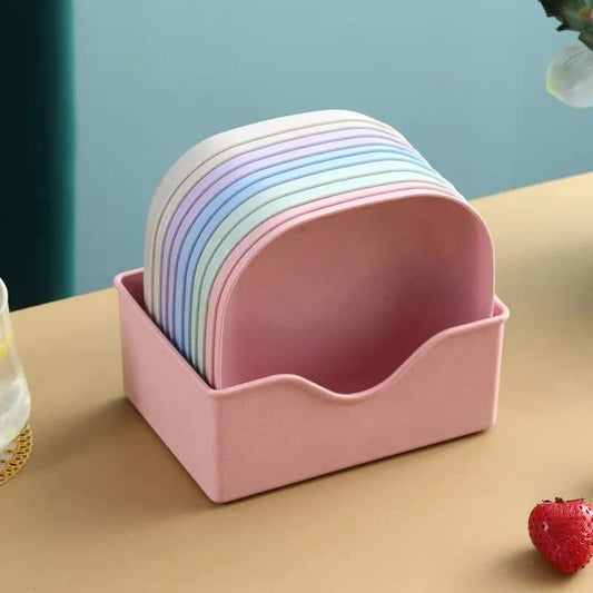 10 Pcs Modern Simple Dinner Plates with Stand - Elegant Dinnerware Set - Dessert Plates