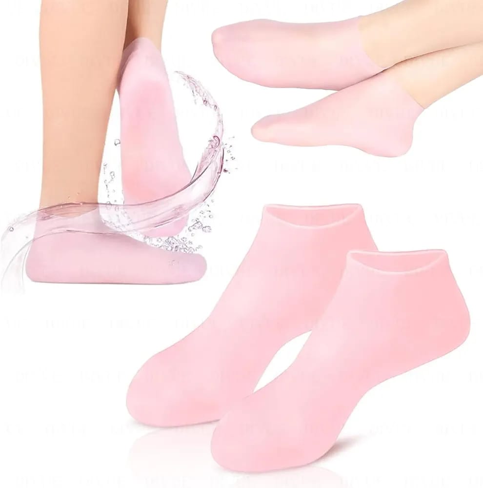 Silicone Heel Socks - Moisturizing Gel Socks - Cracked Heel Repair - Reusable Heel Protector (Pair)
