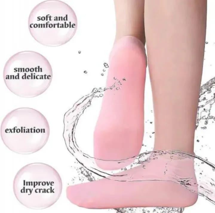 Silicone Heel Socks - Moisturizing Gel Socks - Cracked Heel Repair - Reusable Heel Protector (Pair)