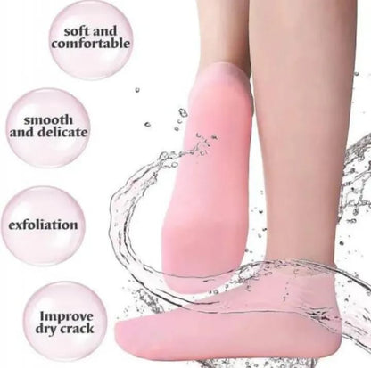 Silicone Heel Socks - Moisturizing Gel Socks - Cracked Heel Repair - Reusable Heel Protector (Pair)