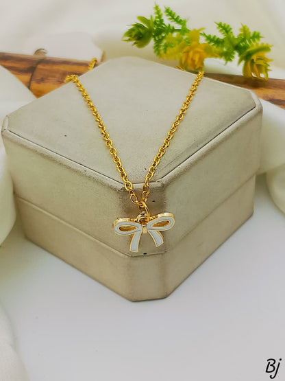 Fancy Beautiful Bow Style Gold Plated Pendants For Her