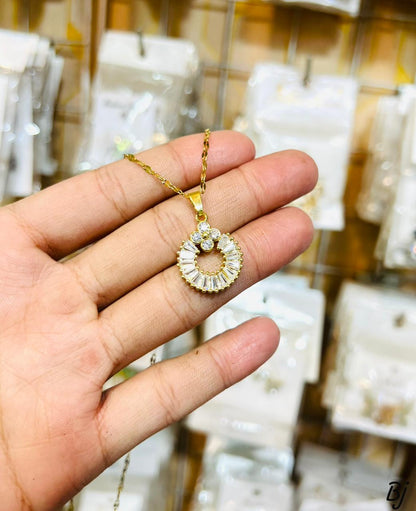 Fancy Beautiful Gold Plated Stainless Steel Zircon Work Pendants For Her