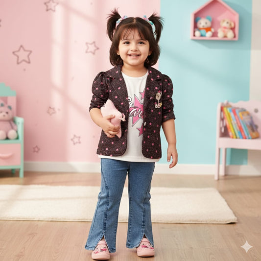 3-Piece Toddler Girl Suit - Girls Party Wear Dress - Kids Fashion Outfit