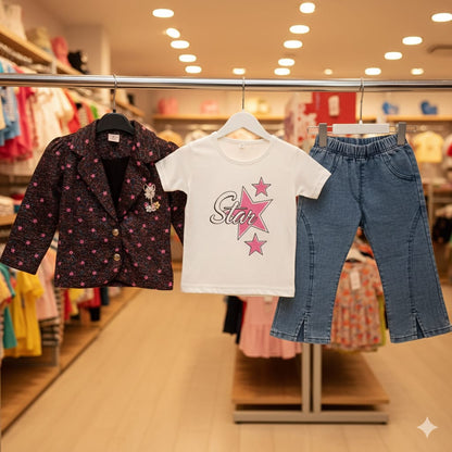 3-Piece Toddler Girl Suit - Girls Party Wear Dress - Kids Fashion Outfit