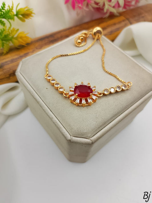 Fancy Beautiful Gold Plated Zircon Work Up Down Hand Bracelets For Her