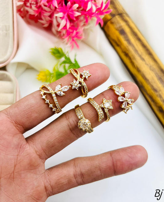 Fancy Beautiful Gold Plated Delicate Design Micro Zircon Rings For Her