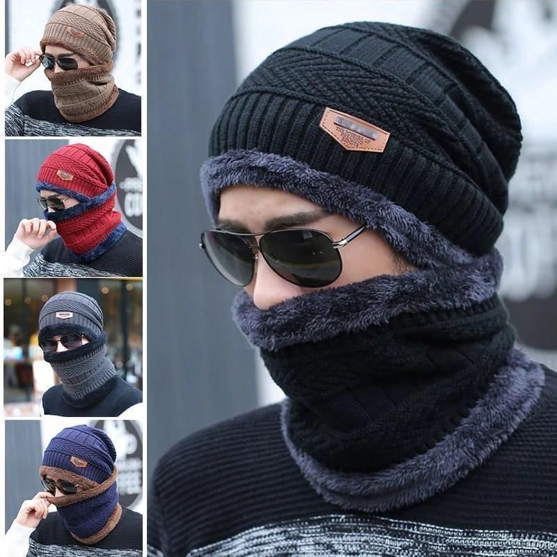 2 in 1 Winter Cap For Men/Women - New Beanie Hat - Skin Cap & Scarf Set -