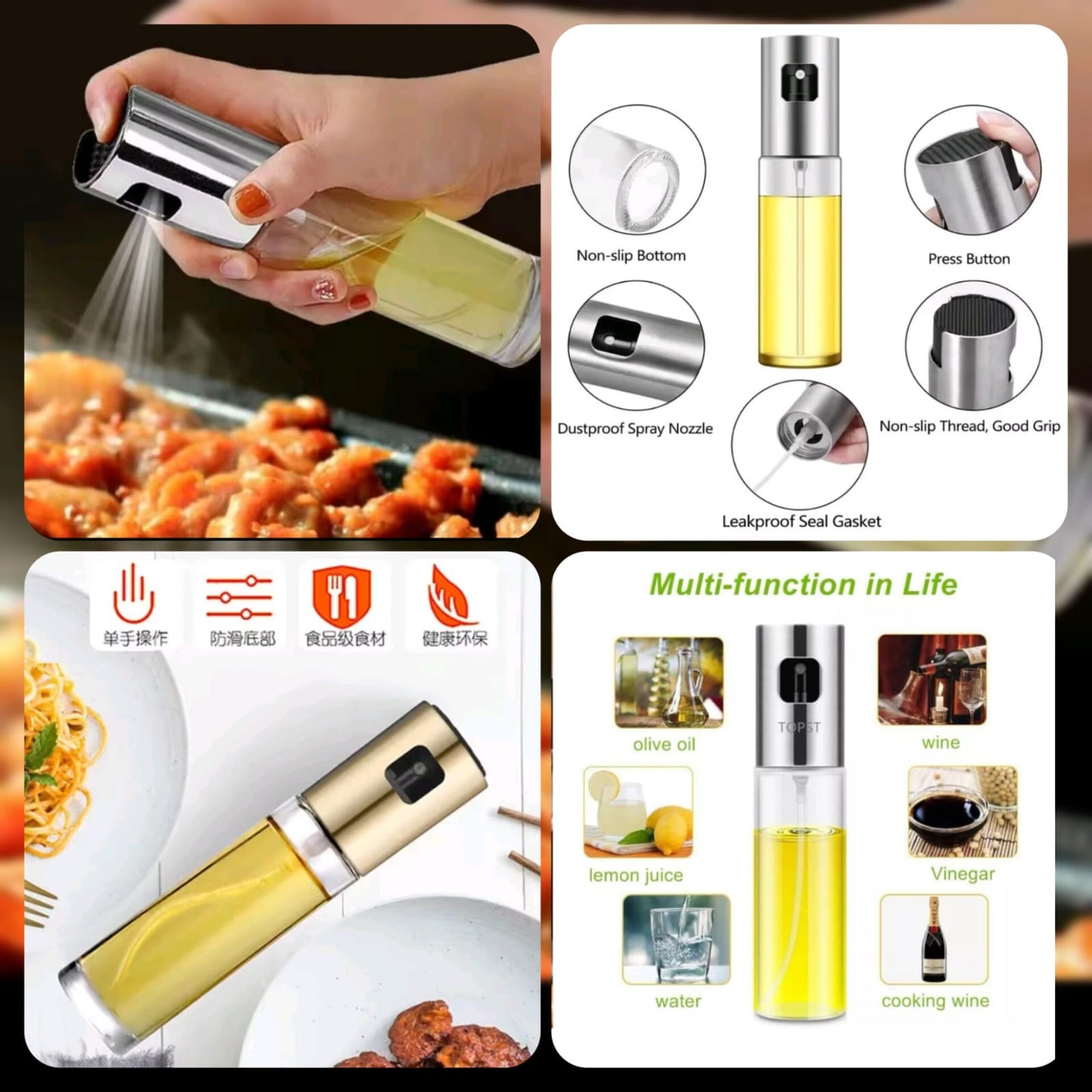 100ml Oil Sprayer Bottle Pump Oil Pot - Refillable Oil Pump