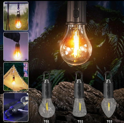 Rechargeable LED Lamp Bulb - Emergency Camping Lights with Clip (Random Design)