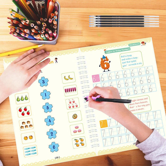 Set of 4 Sank Reusable Practice Copybook for Kids Writing Practice Book