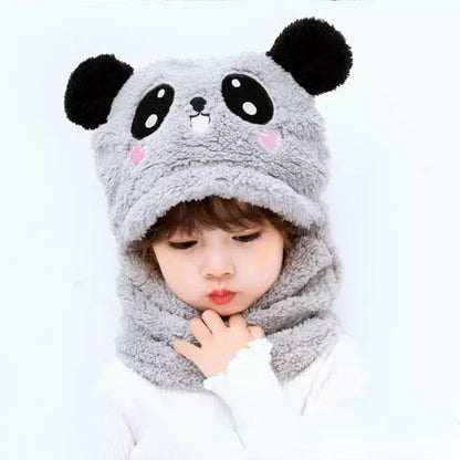 Kids Bear Winter Cap - Premium Quality Winter Cute Children Cartoon Scarf Hats - Hooded Scarf Caps