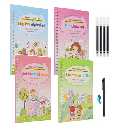 Set of 4 Sank Reusable Practice Copybook for Kids Writing Practice Book
