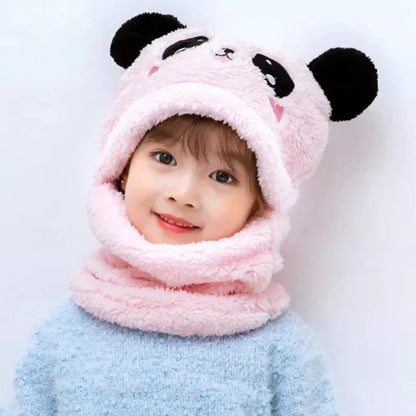 Kids Bear Winter Cap - Premium Quality Winter Cute Children Cartoon Scarf Hats - Hooded Scarf Caps