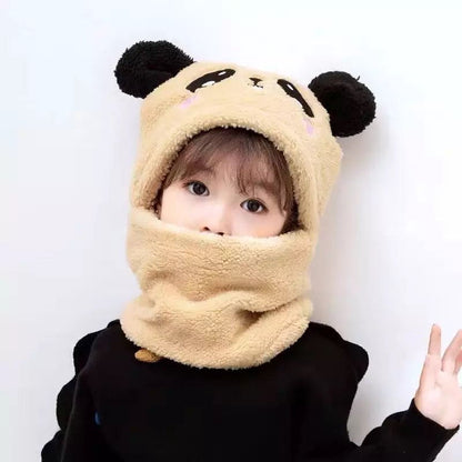 Kids Bear Winter Cap - Premium Quality Winter Cute Children Cartoon Scarf Hats - Hooded Scarf Caps