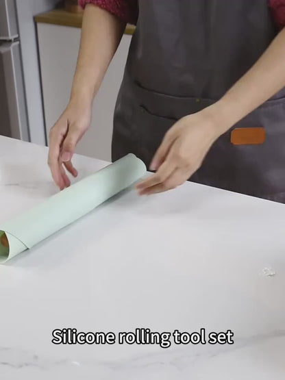 Silicone Rolling Pin & Kneading Mat Set (Random Color)